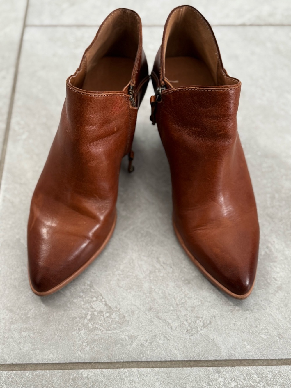 Frye Reed Shootie Women's Brown Leather Pointed Toe Ankle Boots Size 8.5